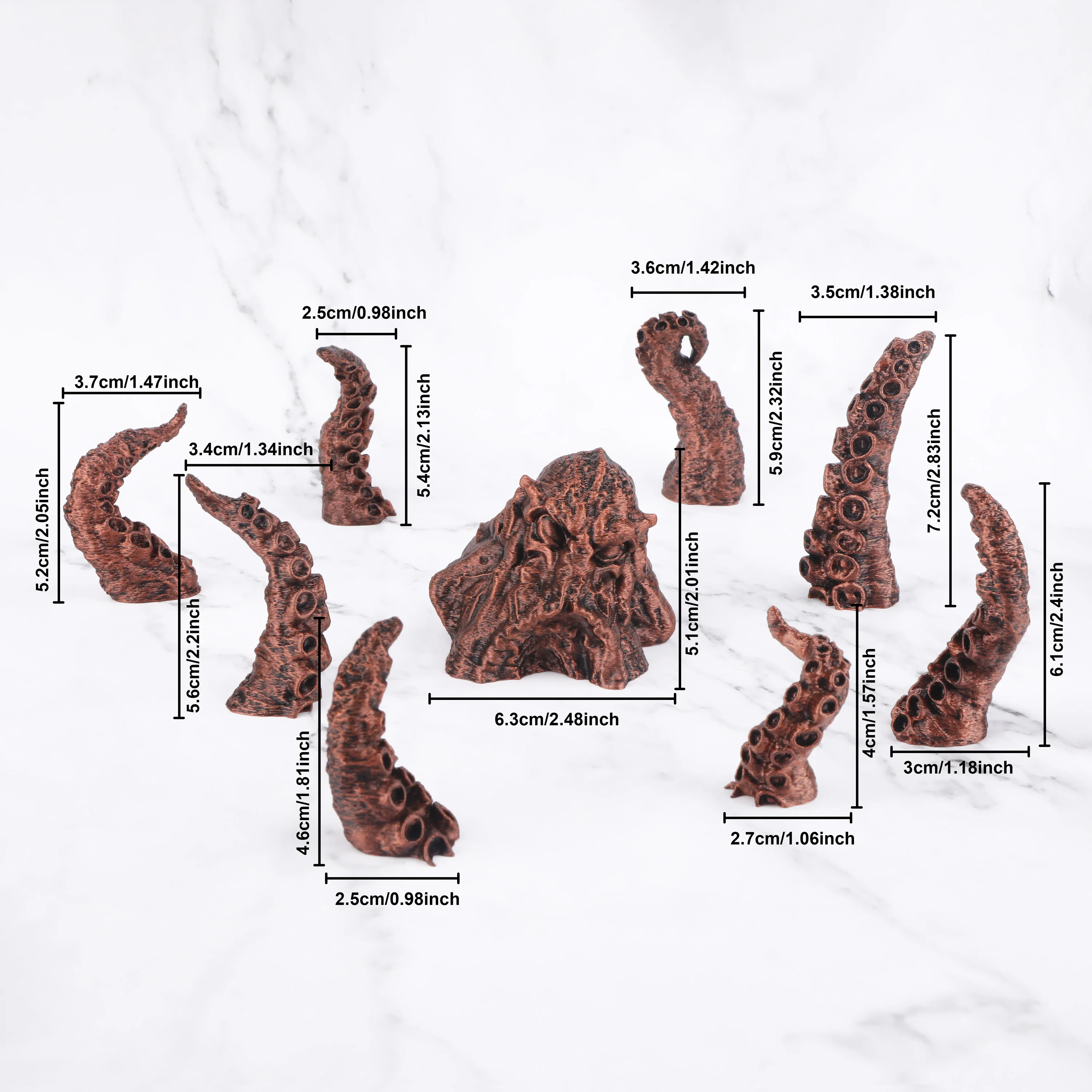 Fantasy Kraken Tentacle Terrain Model Set, Mythical Ocean Creature Set for RPG Adventures, Hand-Made Ancient Red Color