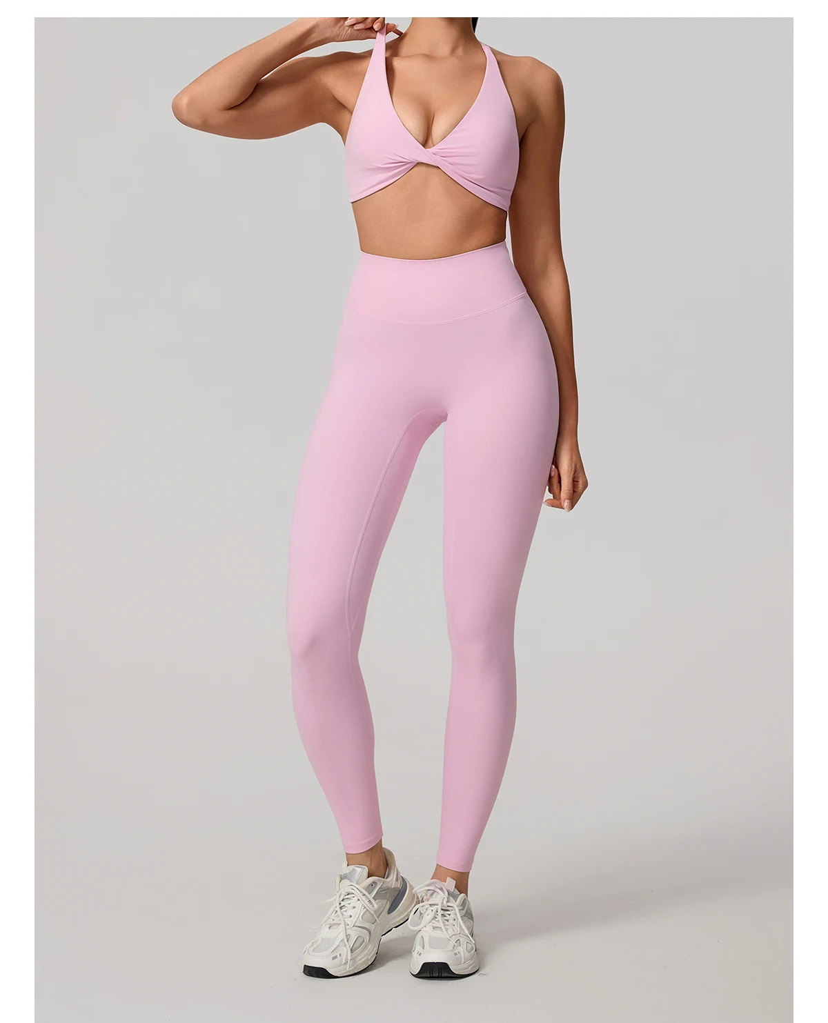 Hearuisavy Damen Workout-Set 2-teilig Sport-BH Hochtaillierte Leggings Rückenfreies Yoga-Top Fitness-Laufhose für Frauen – Detail 21
