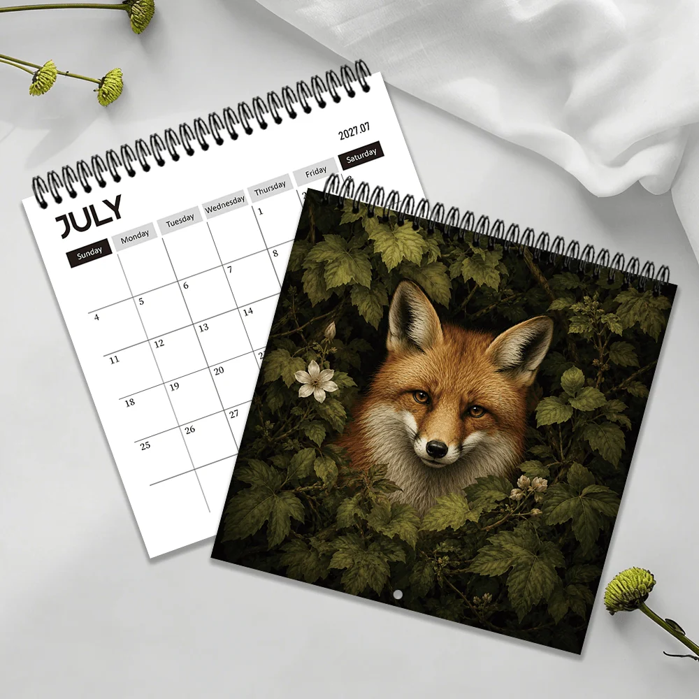 1pc 2027 Wall Calendar, Vintage Forest Animal Theme, 12-month Monthly Planner, Perfect Gift For Birthdays, Christmas, New Year