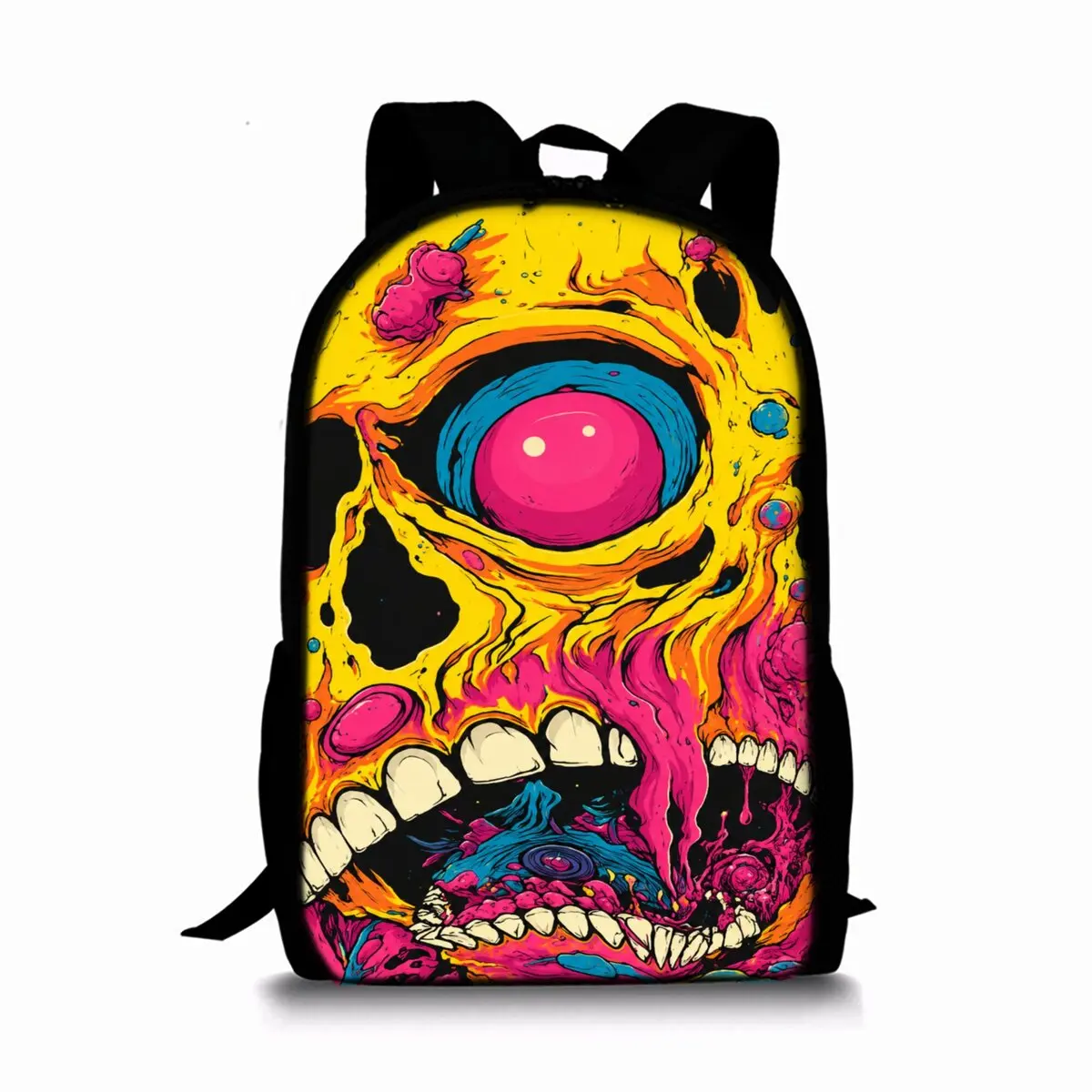 One Eyed Monster Print Single Layer Backpack for Boy/Girls Best Gifts 2D Flat Cartoon School Bag for Children Bags