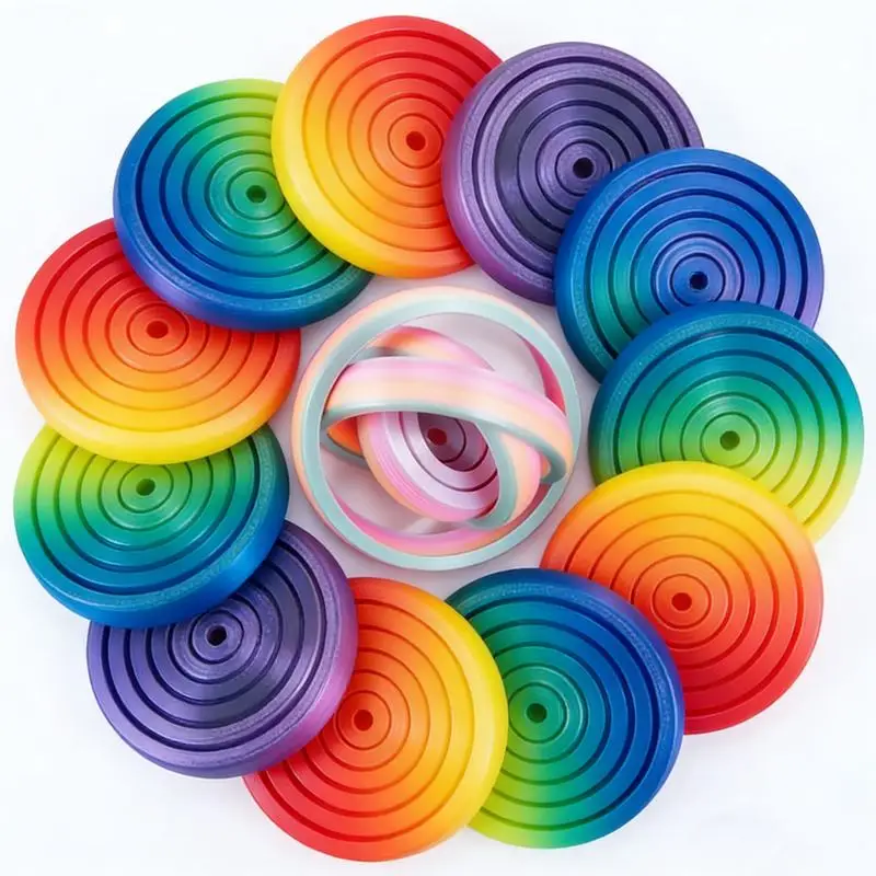 ของเล่นเสริมสมาธิแบบหมุนได้ 7 วงแหวน พิมพ์ 3 มิติ แกว่งได้รอบทิศทาง บรรเทาความวิตกกังวล ของเล่นคลายเครียดสำหรับสำนักงาน ของเล่นเสริมประสาทสัมผัส เหมาะสำหรับเป็นของขวัญในงานปาร์ตี้