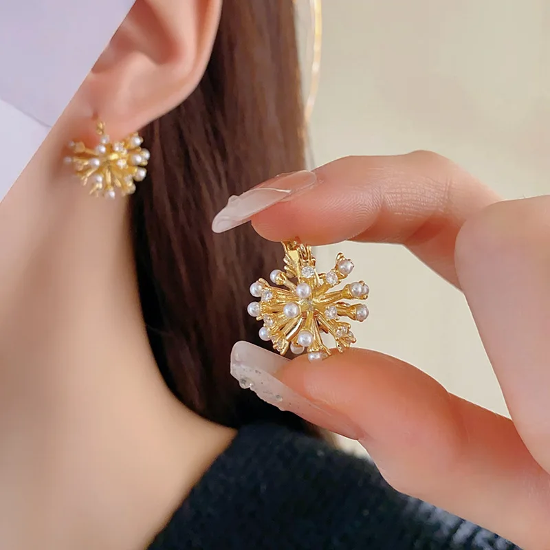 NISHIZAWA pendientes medievales de perlas y flores de circón, pendientes de temperamento, pendientes Retro de moda para mujer