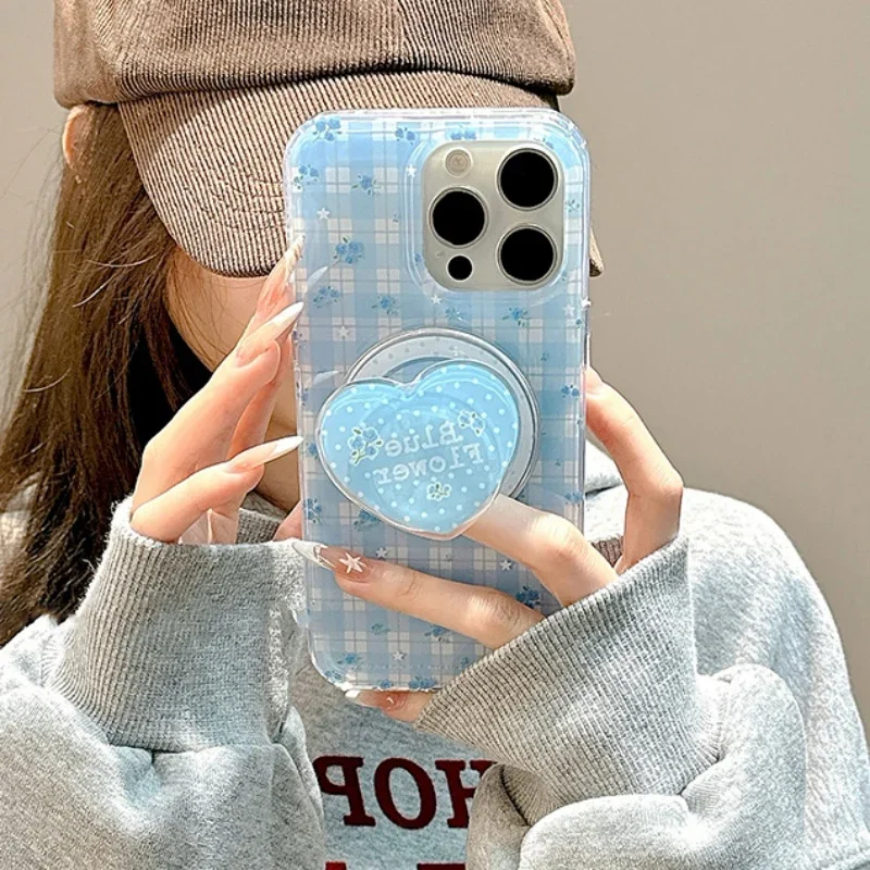 

New Design Korea Cute Heart Magnetic Holder Griptok Grip Tok Phone Holder Stand Support for IPhone 17 for Pad Magsafe Smart Tok