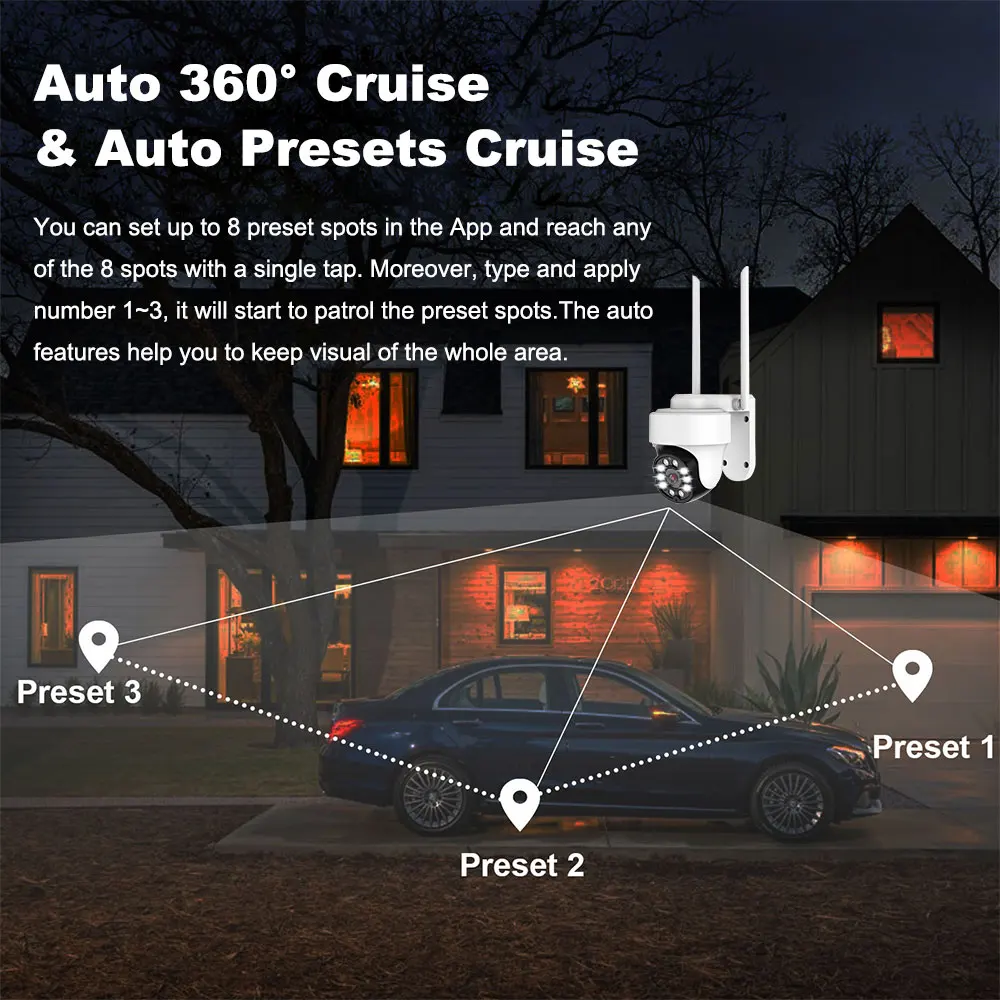 ZHXNSD  5MP Wireless Outdoor Wifi Camera Digital Zoom PTZ IP Home Security Camera CCTV Full Colar IP66 Waterproof Two Way Audio