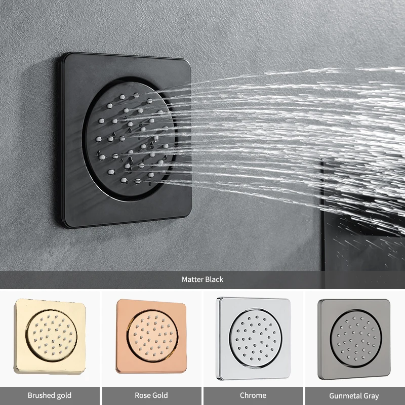 Rose Gold Brass Body Shower Massagem Jatos Chuveiro Side Banho Jet Spa Bico de Pulverizador Quadrado Cromado Preto Promoção