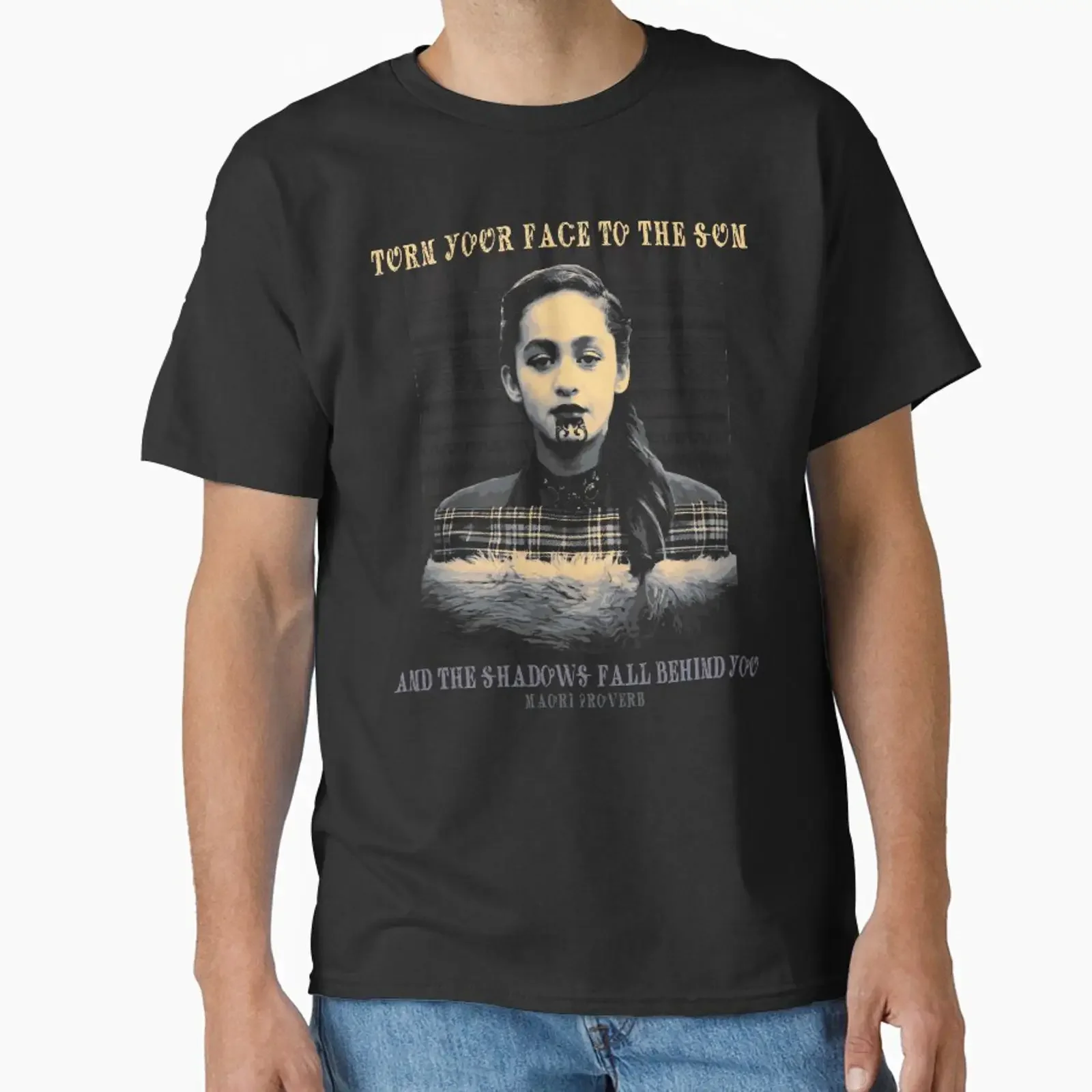 Turn Your Face To The Sun Maori Proverb Traditional Tattoo Indigenous Woman New Zealand Kiwi Casual Classic T Shirt vintage