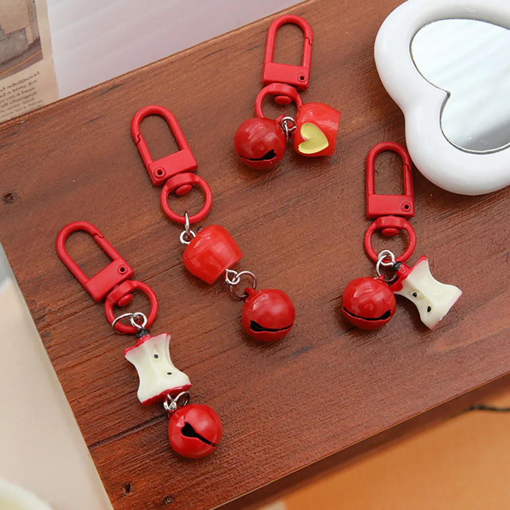 Cartoon Red Apple Keychain Charms Phone Chain Straps Cute Bag Backpack Hanging Pendant Key Chain Keyring For IPhone For Sumsung