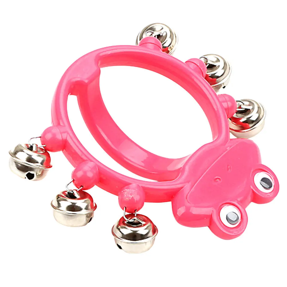 Handheld Plastic Hand Bell Tambourine Cartoon Style Portable Musical Instrument Percussion Educational Musical Party Favor