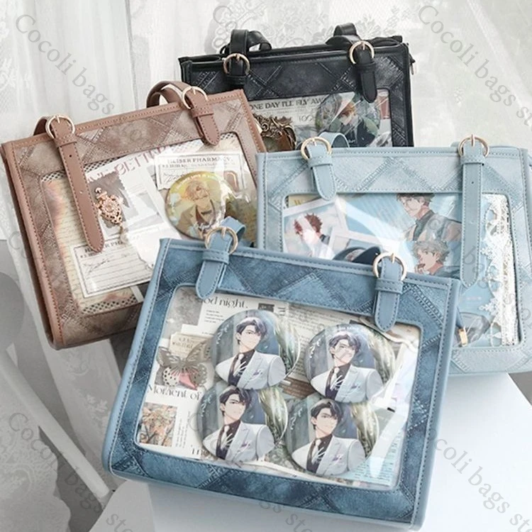 

Ita Bag JK Bag Сумка на плечо Сумка-тоут из искусственной кожи с прозрачным карманом Женская сумка Большая вместительная женская сумка для девочек Itabag