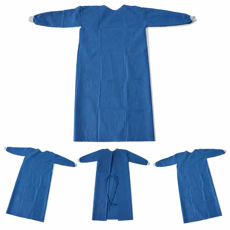 Disposable Non-Woven Protective Hazardous Clothes Blue Thick Work Isolation Gown Dental Anti-Oil Stain Nursing Clothing