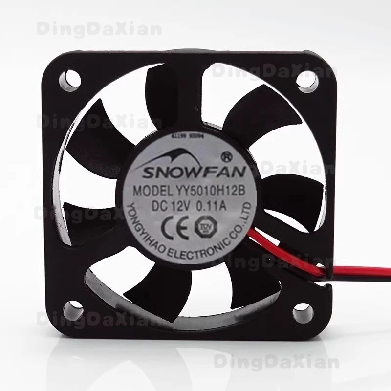 D 1 PCS For SNOWFAN YY5010H12B | 5010 DC12V 0.11A 5CM Double Ball Bearing 2-Wire Axial Cooling Fan
