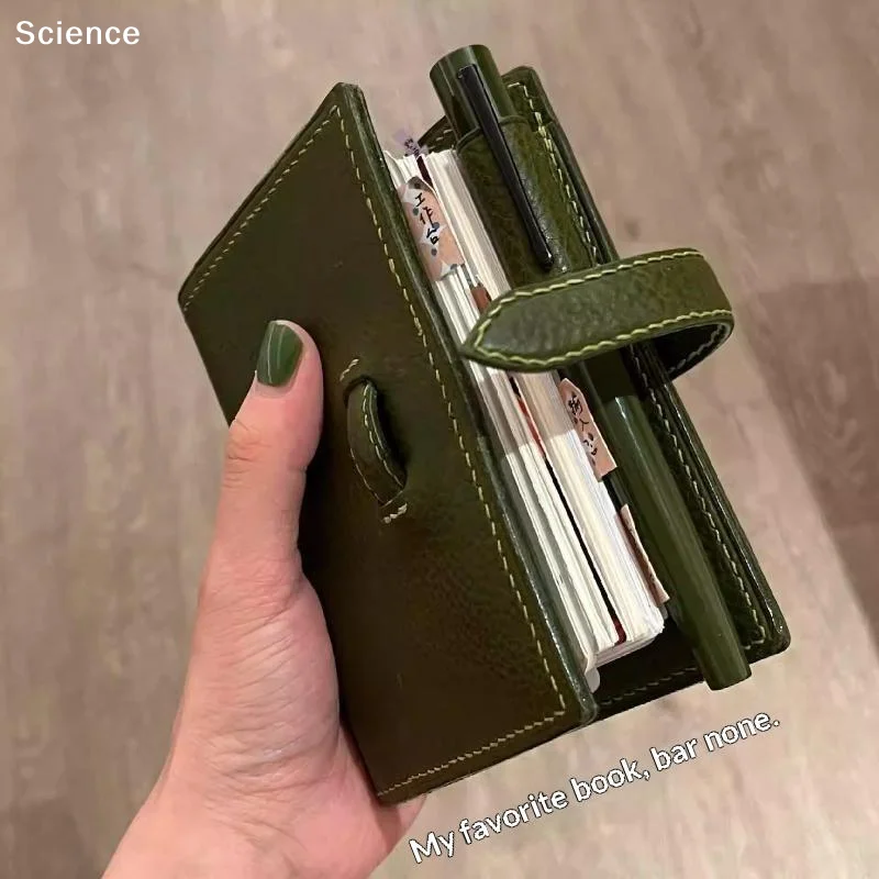 2026 M5 Green Leather Notebooks Blank Inner Page Thickened Hand Ledgers Portable Pocket Book