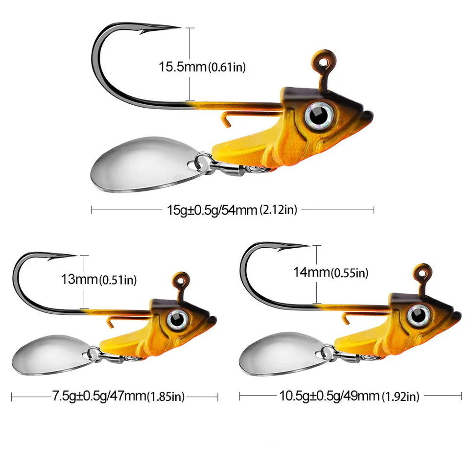 1pc Jig Kopf 7,5g 10,5g 15g Angeln Lockt Sinking Rotierenden Pailletten Metall Löffel Angelhaken Jigging jigs Angelhaken Köder Tackle – Detail 13