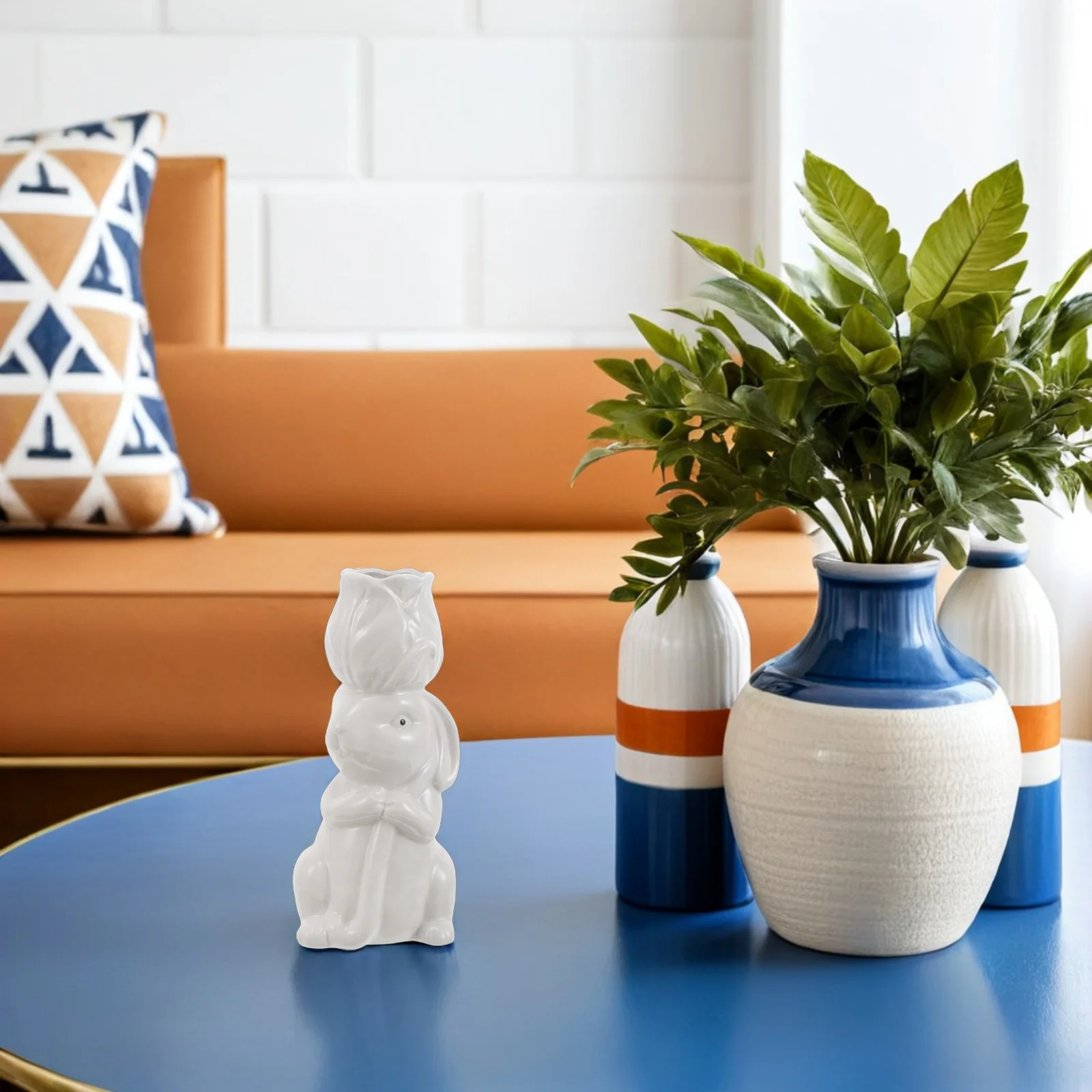 

Festive Bunny Vase Ceramic Rabbit Flower Bud Container for Easter Birthday Table Decor Home Warming Wedding Centerpiece Office