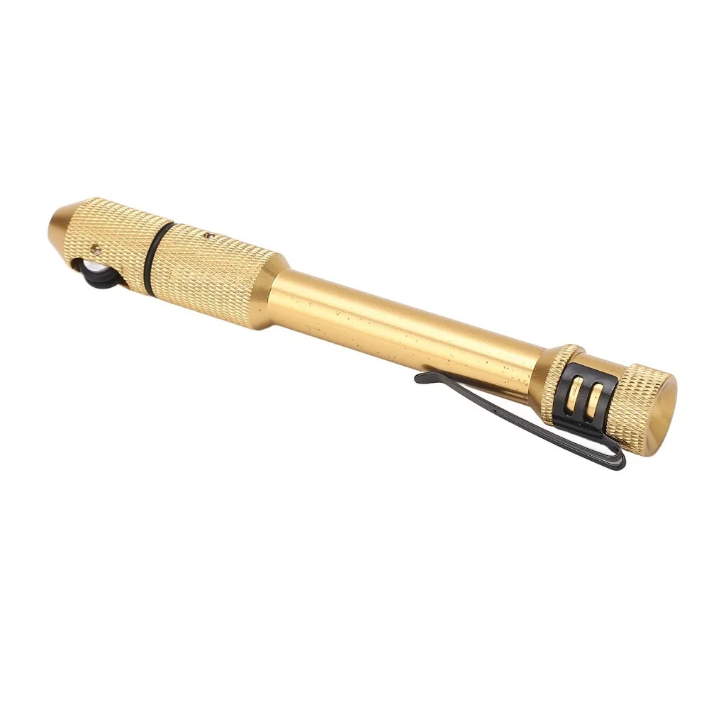 Aluminum Alloy Welding Wire Feed Pen Pocket Clip Comfortable Handle Welding Rod Holder Knurled On Both Ends Gold