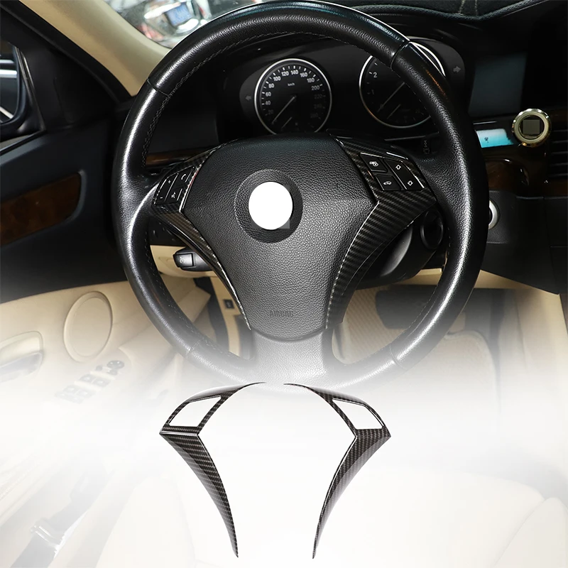 

Carbon Fiber Style Car Steering Wheel Decoration Cover Trim Frame Sticker For BMW 5 Series E60 E61 2003-2010 Auto Accessories