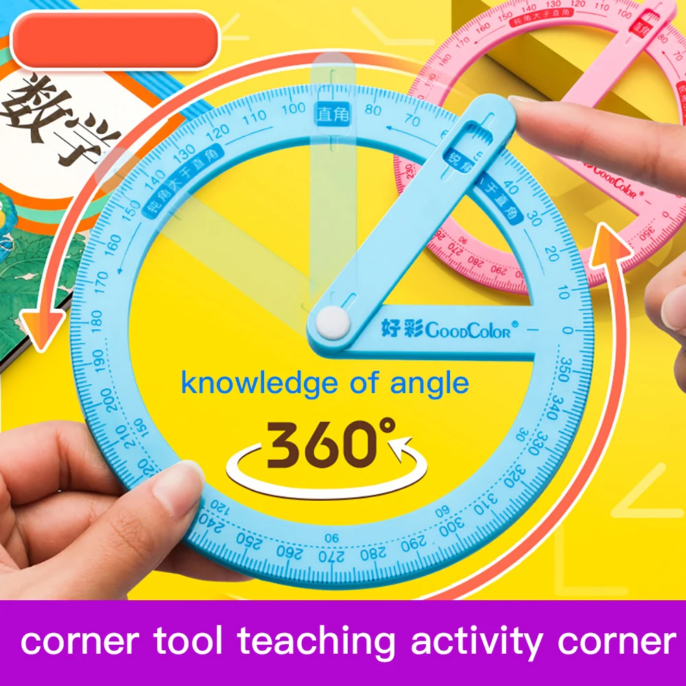 360-degree Pointer Protractor Ruler Measuring Tool Multifunctional Activity Angle Finder Teaching Aids Office School Supplies