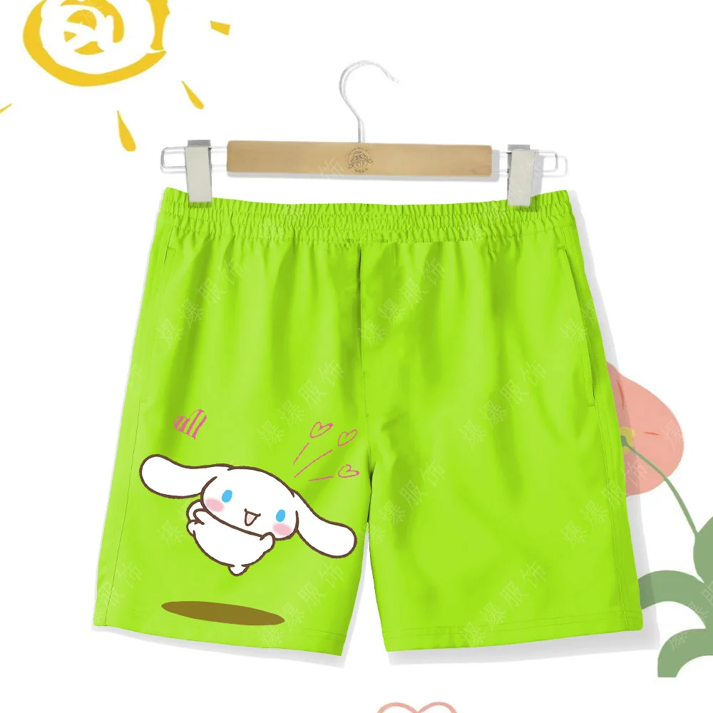 New Children's Sanrio Cartoon 2D Printed Cinnamoroll Dog Beach Pants Boys and Girls Vacation Beach Swimming Shorts Multi Color