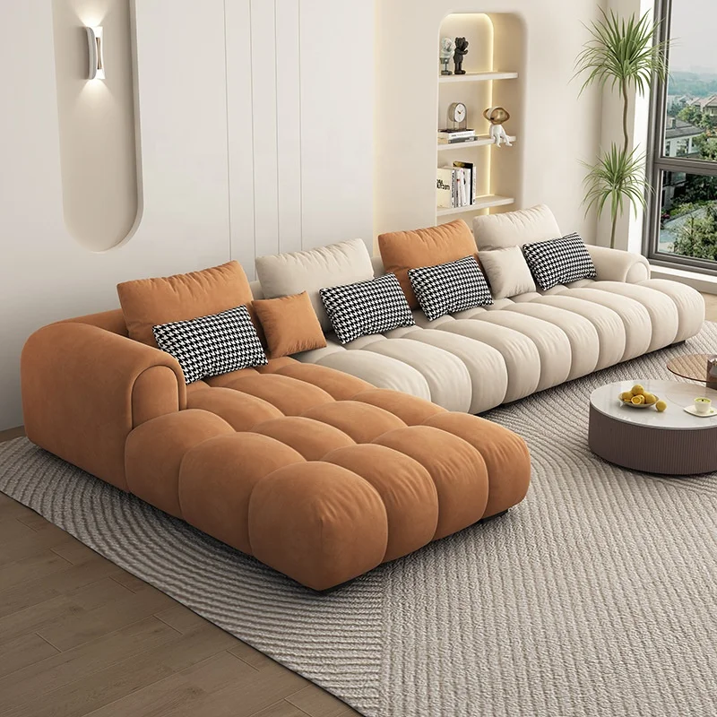 

Modern High-Grade Luxury Beige Fabric Living Room Sofa