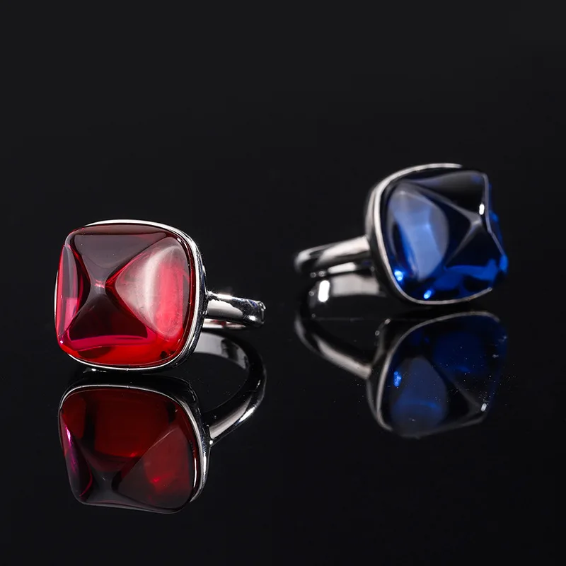 

S925 Full body silver Tiktok popular women's jewelry color treasure red treasure blue treasure sugar tower main stone 14 * 14