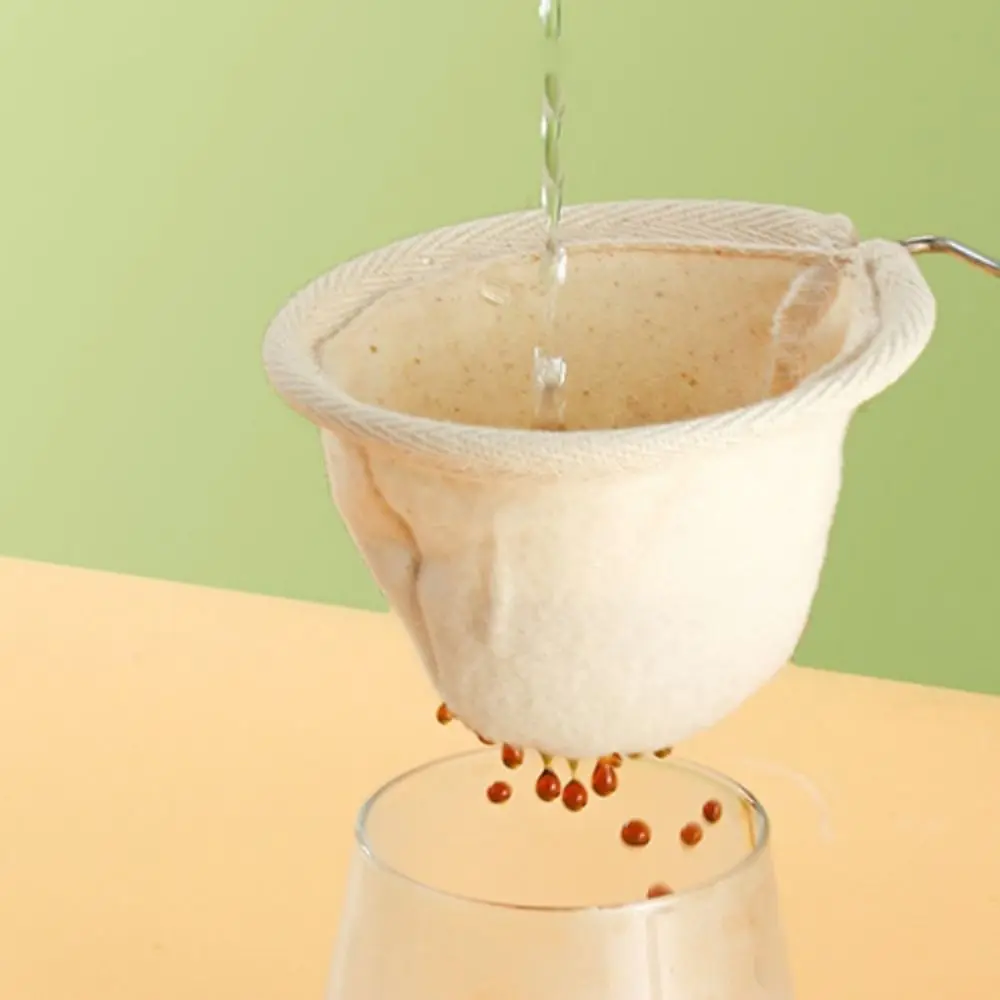 

Flannel Cloth Coffee Filter Strainers Stainless Steel Handle Reusable Pour Over Coffee Dripper Hanging Hole Fine Mesh