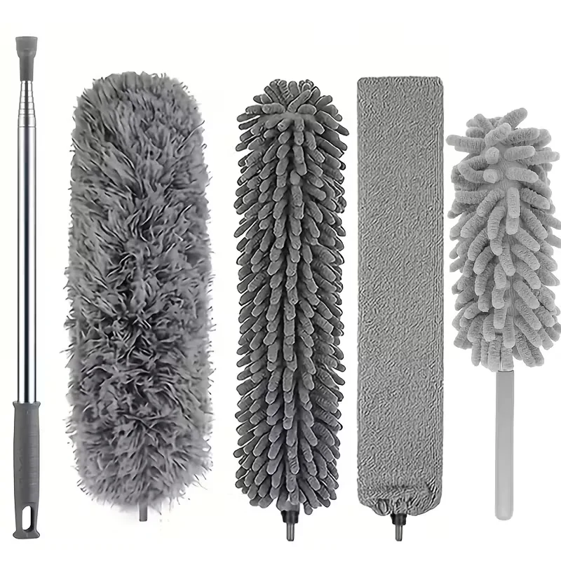 

High Ceiling Microfiber Dusting Brush with 110inch Telescopic Extension Rod - Lightweight, Washable & Reusable Cleaning Tool for