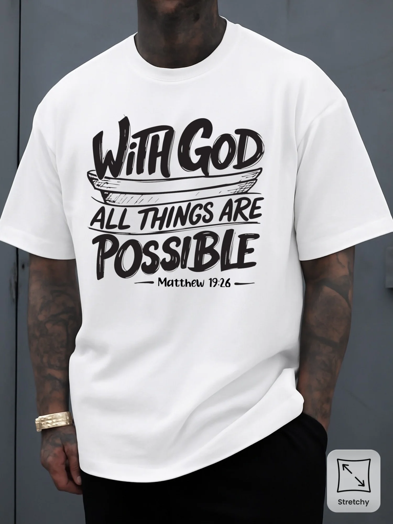 Believe in Possibilities Men's T-Shirt, White Short-Sleeved Round Neck, Limited Edition, Printed, Slightly Stretchy Fabric, Hip-Hop Street Style, Perfect for Everyday and Weekend Wear, Suitable for All Seasons