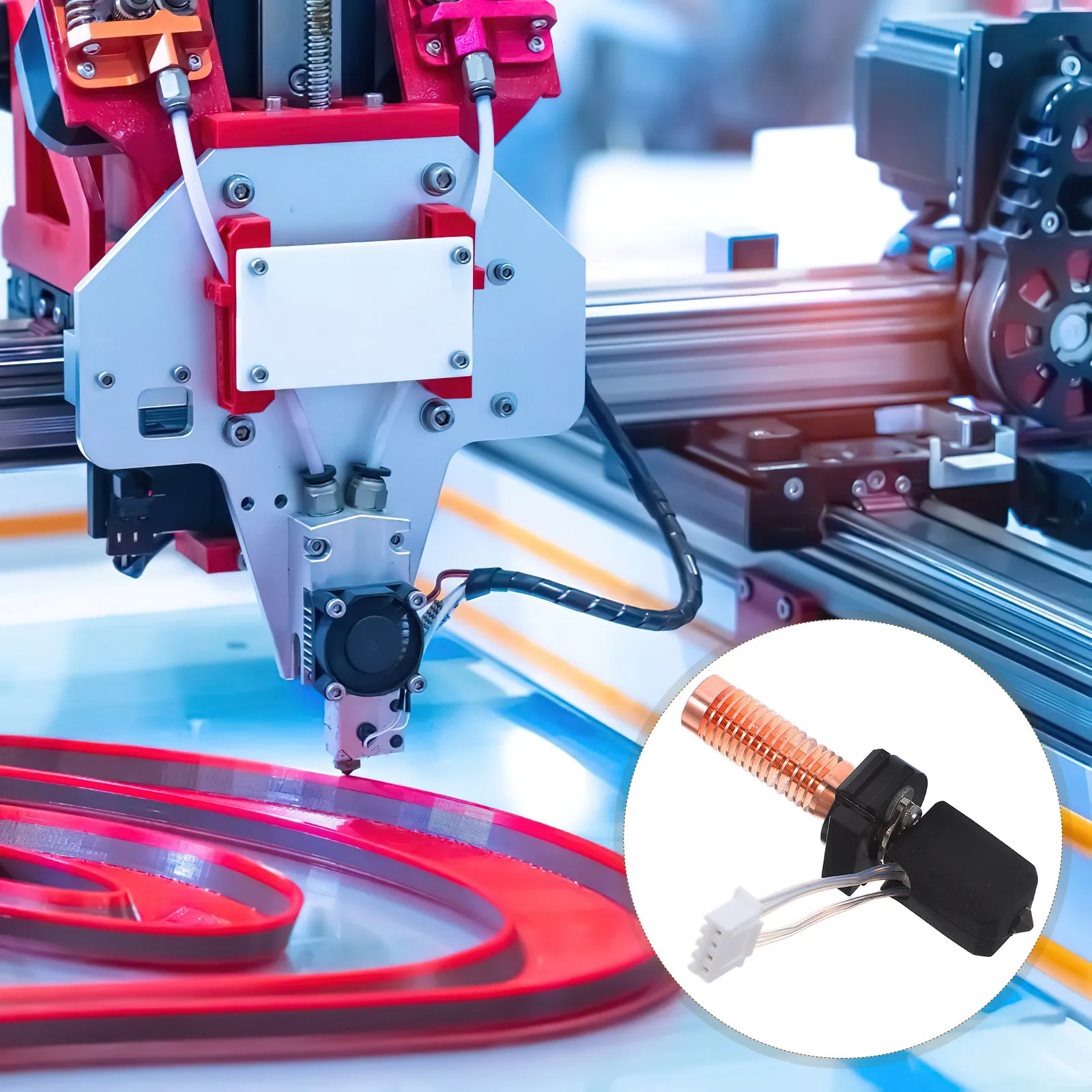 

3D Printer Quick-Detachable Nozzle Assembly Copper Plated High Temp High Flow Extruder Head Replacement for Efficient Printing