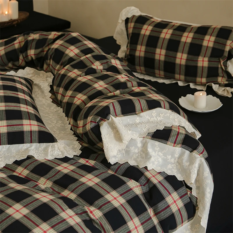 100% Cotton Plaid Print Lace R - огляд і ціна Home Textiles Europe