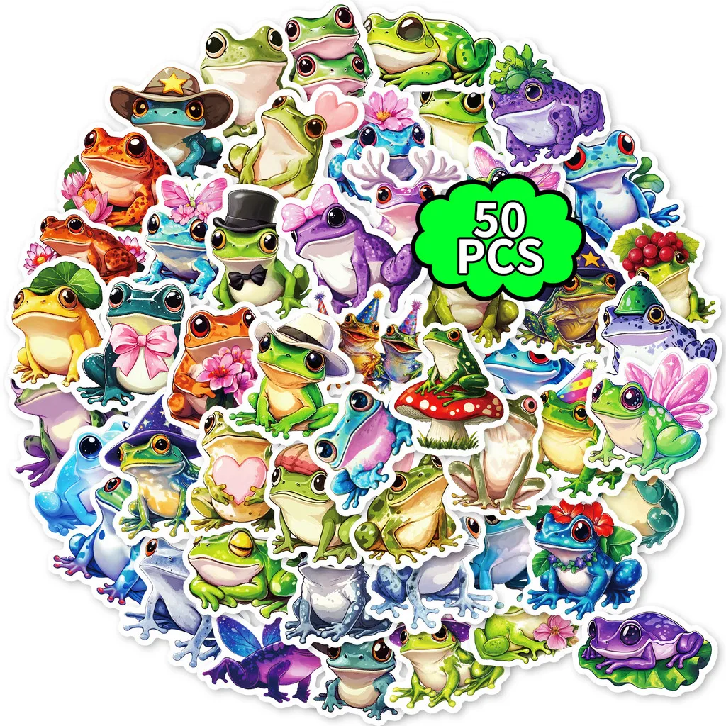 50Pcs Frog Doodle Stickers, Unique Non‑Repeating Waterproof Decals for Journaling and DIY Aesthetic Decoration AnimeWorlds Store