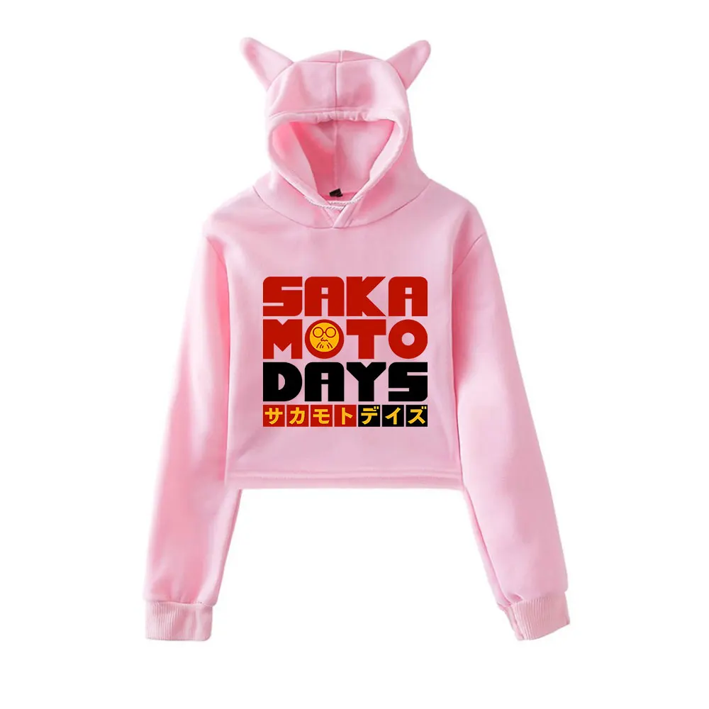 Anime Sakamoto Days Taro Sakamoto Hoodie Vintage 90s Streetwear Hoodies Sports Sweatshirts for Girls Cat Ear Crop Fashion