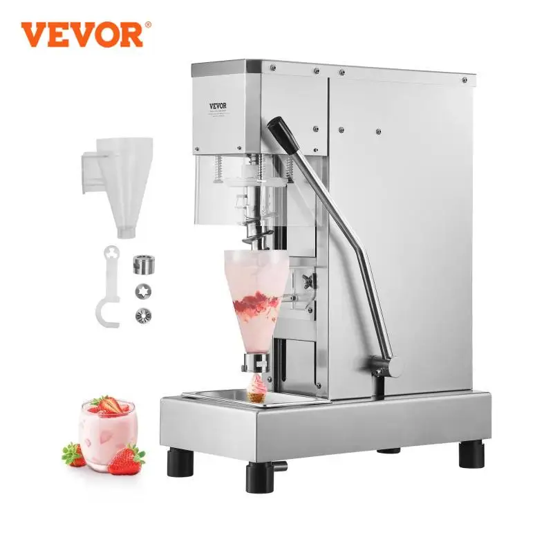 VEVOR Ice Cream Blender 750W High-Speed Ice Cream Maker Mixer Stir Machine 304 Stainless Steel Ice Cream Shaker with Long Handle