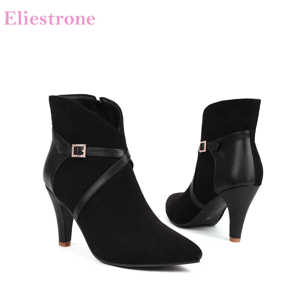 

2026 New Spring Fashion Black Red Women Ankle Booties Pointed Toe High Spike Heels Lady Shoes Plus Small Big Size 10 33 43 46 47