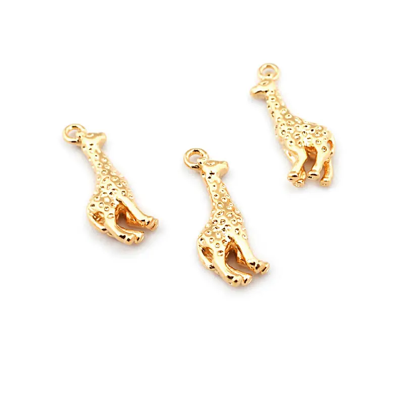 24K Gold Color Brass Giraffe Deer Charms Pendants Jewelry Making Supplies Diy Necklaces Earrings Bracelets Findings Accessories