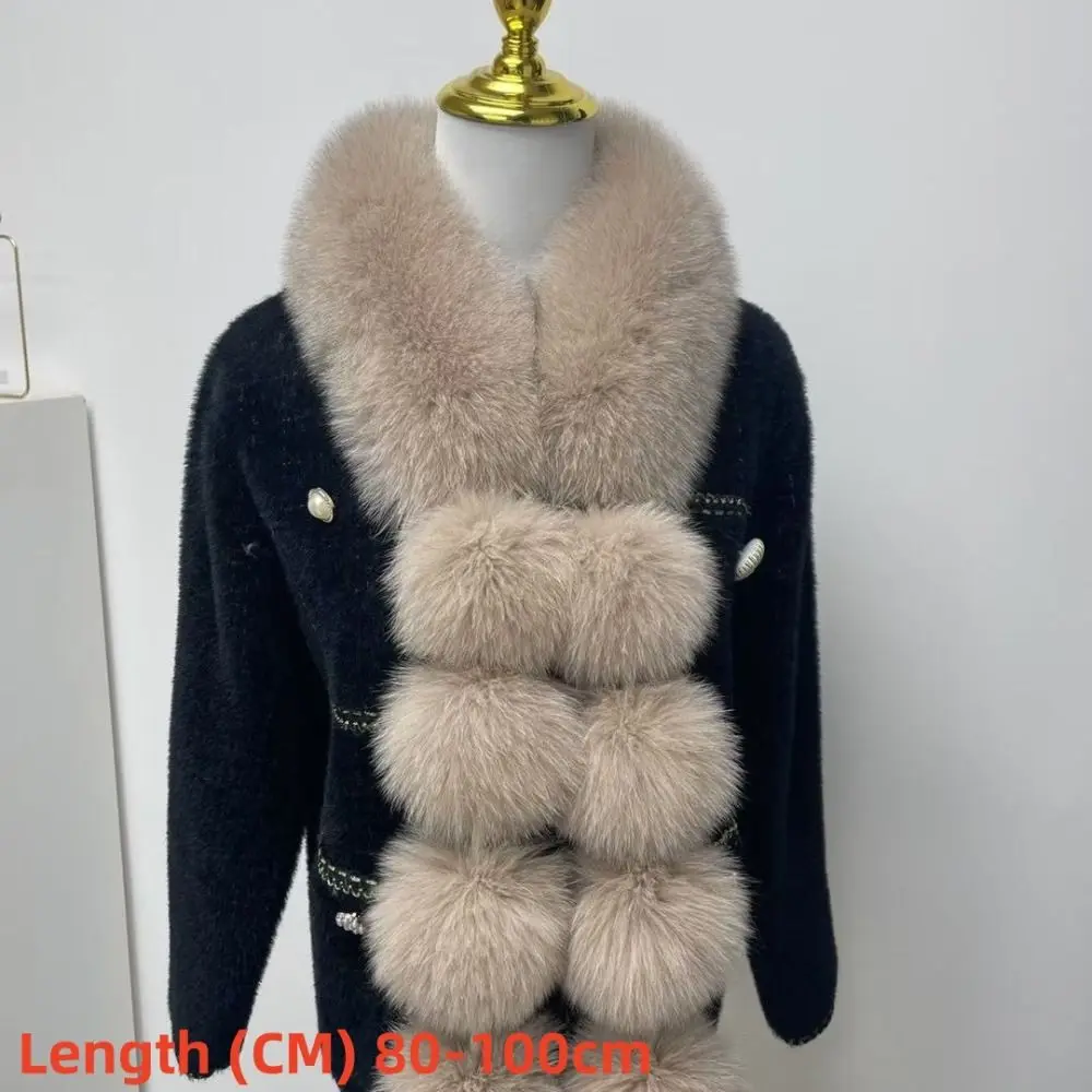 جديد بلون الشتاء وشاح طويل شال فو الثعلب الفراء لينة منديل التفاف رشاقته الرقبة أدفأ الفتيات