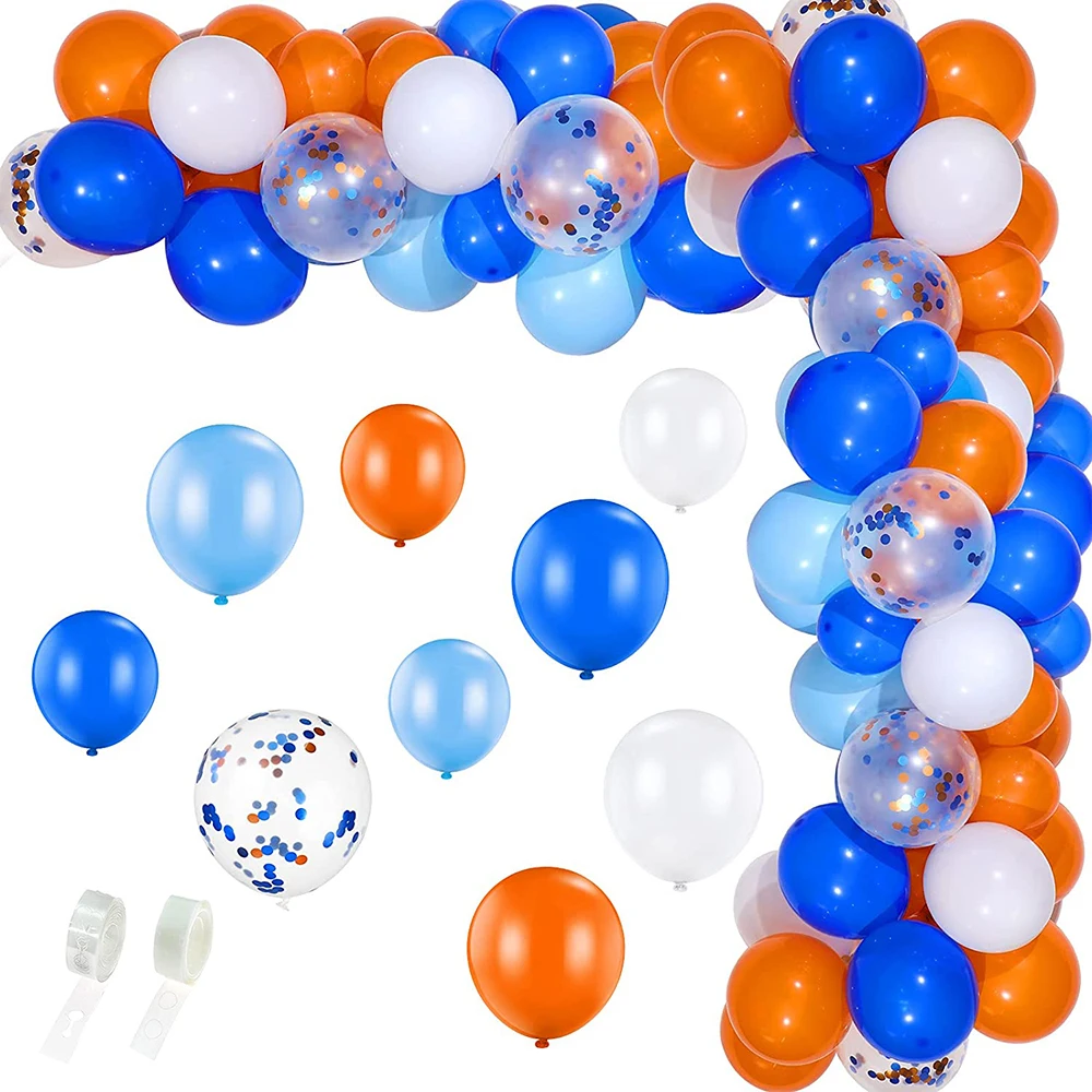 Orange Blue Halloween Balloons Garland Arch Kit Confetti Ballon Set Decor Dart War Party Birthday Kids Baby Shower Helium Globos