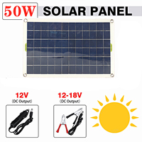 50W Solar Panel Portable 12V Dual USB Output Solar Cells Foldable Charger Power Bank for Phone Battery Outdoor Hiking Camping