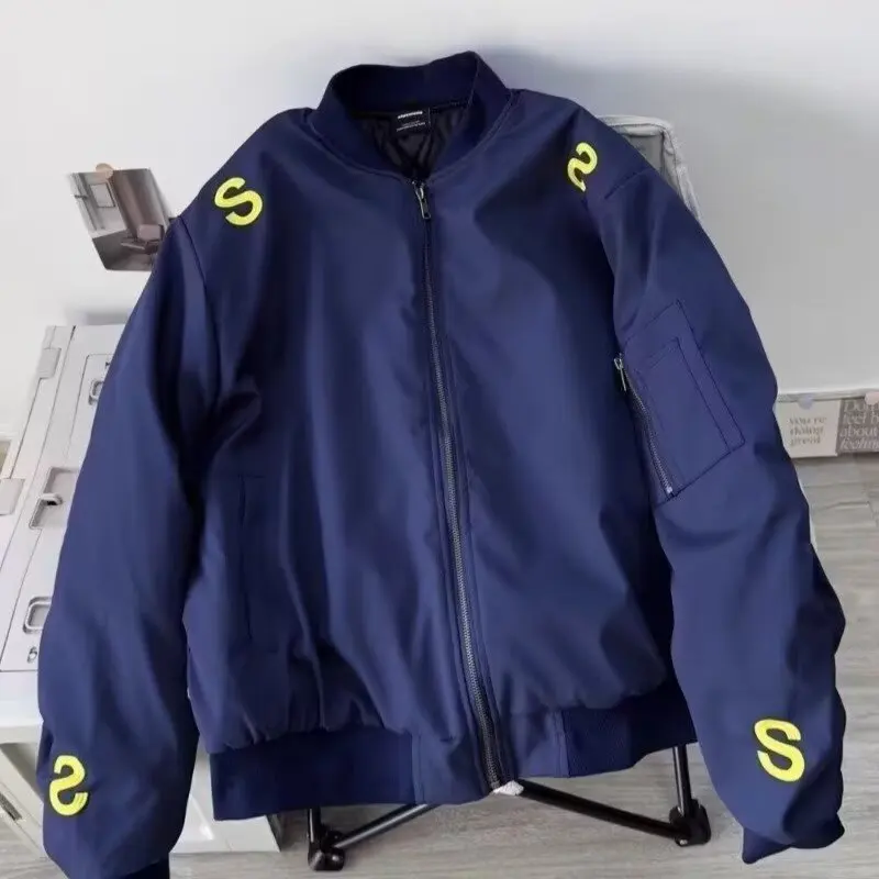 

Casual Versatile Simple Sle Jaet Faionable Japanese INS Loose Fit Embroidered No Ironing Required Daily Wear Polyester