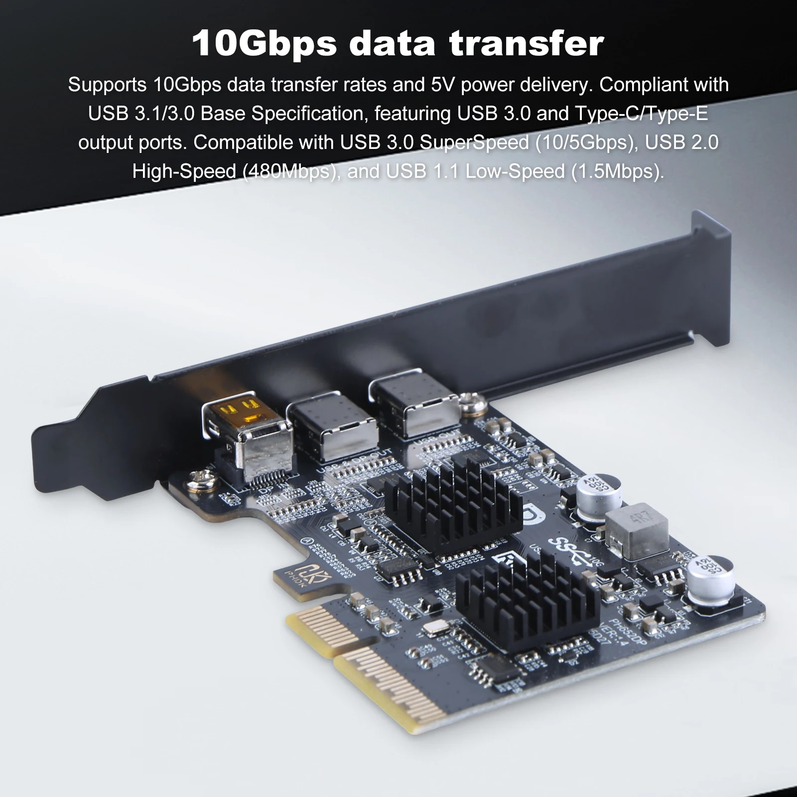 Type-C Expansion Card ASM3142 Controller USB 3.1 10Gbps Gen 2 Expand Card Riser DP 4K Video Adapter Converter Supports DP Video