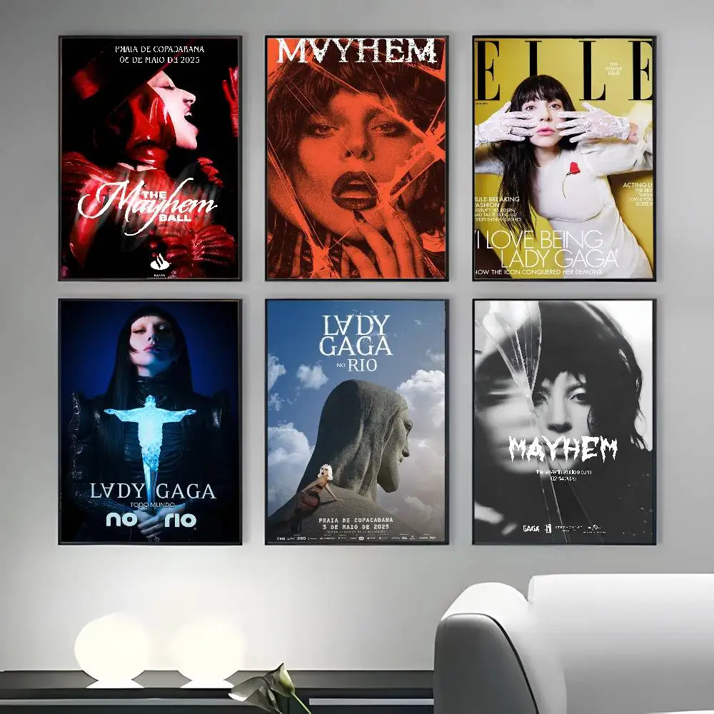 SingerPoster Klebriger Wandkunstdruck, wasserfest, L-Lady Gaga Mayhem, Zuhause, Wohnzimmer, Schlafzimmer, Bar, ästhetisches Dekor