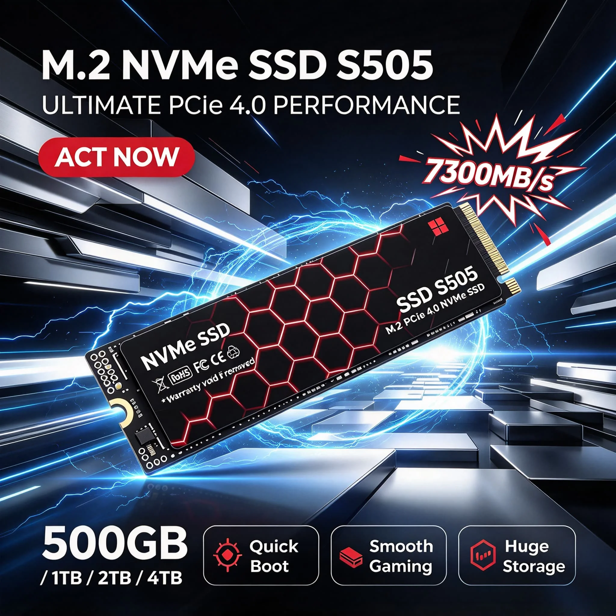 New Internal Solid State Disk S505 M.2 NVMe PCIe 4.0 SSD 500GB 1TB 2TB 4TB Laptop Desktop PC Max Pro Ultra Daily Data Backup