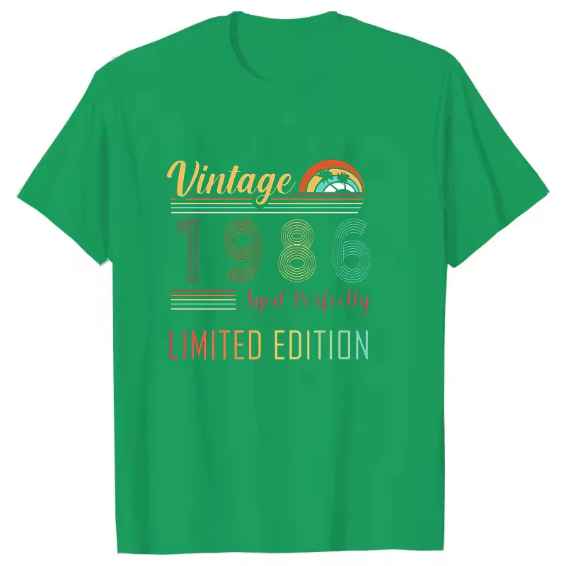 Vintage 1986 Limited Edition Muster T-Shirt für Männer und Frauen, kurze Ärmel, Harajuku, Unisex, lustiges T-Shirt, Sommertrend, große Größe, Paar-Tops – Detail 4