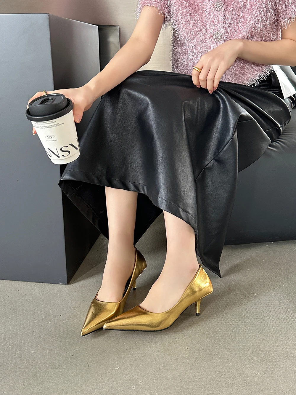 Pointed Toe Women Pumps 2024 New Arrivals Black White Pink Silver Gold Autumn Spring Office Pumps Shoes Woman Thin High Heels 39