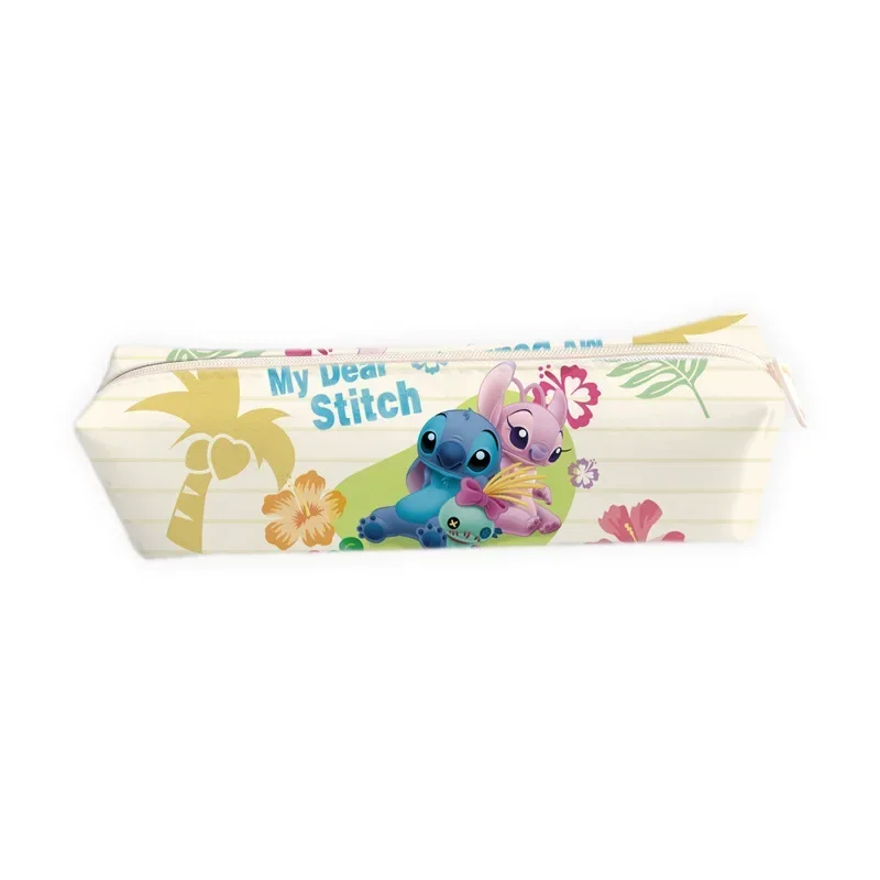 Disney Lilo & Stitch Children Pen Bag Cartoon Pink Angel Large Capacity Stationery Storage Pencil Bag Girls Makeup Bag Pen Case