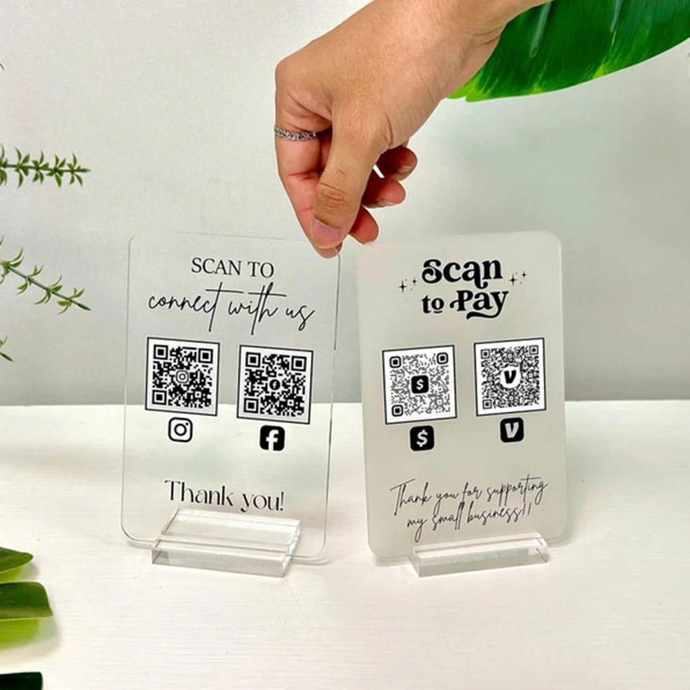 تخصيص الاكريليك رمز الاستجابة السريعة شعار الدفع شعار شخصي وسائل الإعلام الاجتماعية التجارية عرض رمز الاستجابة السريعة لوحة الاكريليك