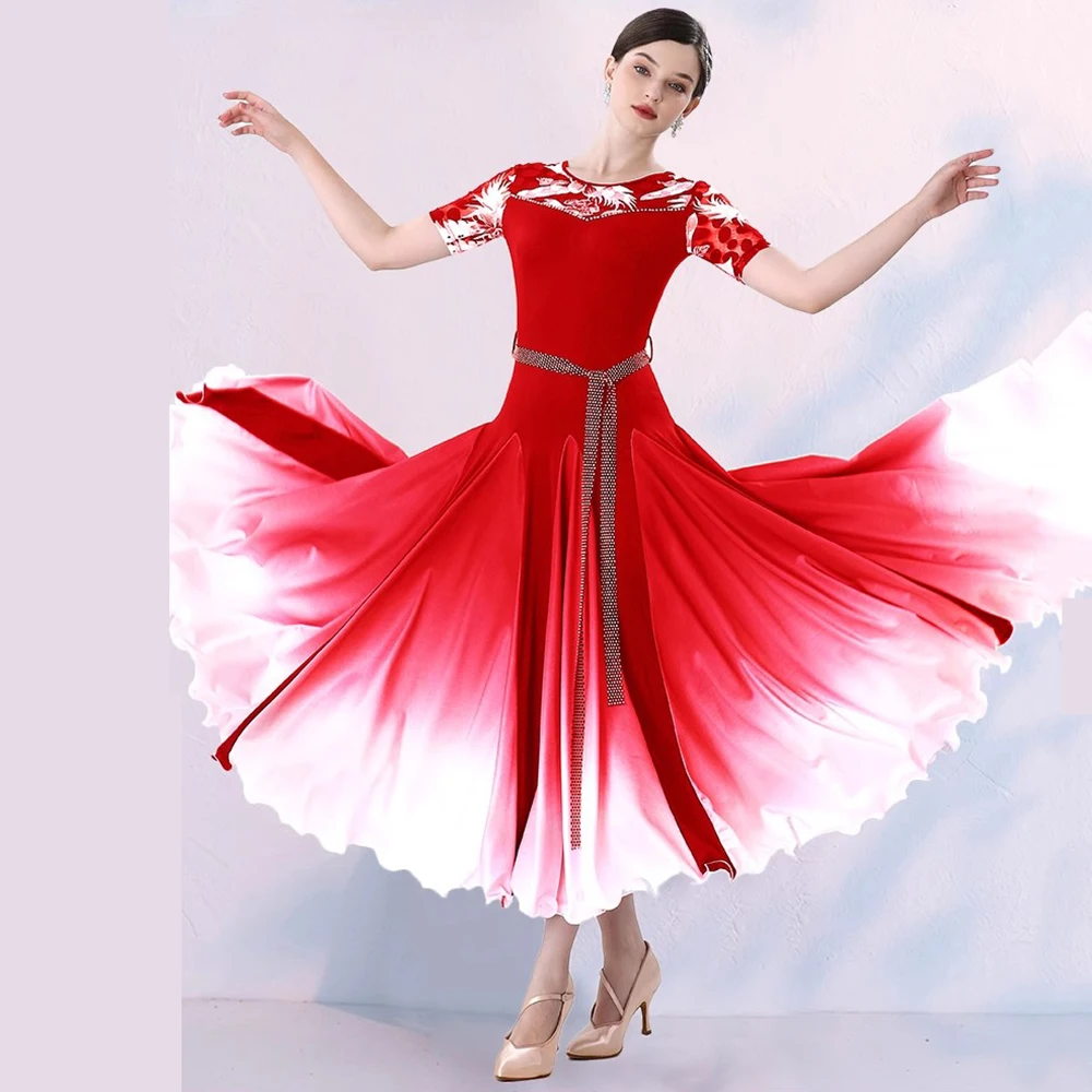 Ballroom Dance Dress 2023 New Lace Women Performance Modern Practice Clothes Big Swing Waltz Tango Party Stage Dancewear Costume