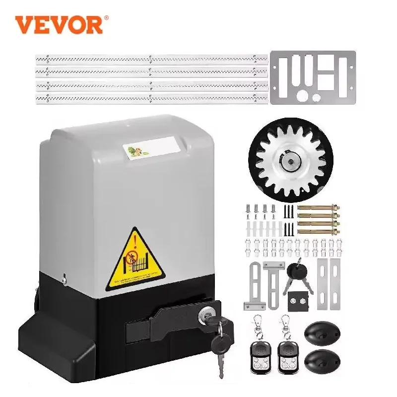 VEVOR Automatic Gate Opener Kit 1300LBS/600KG With 2 Remote Controls 4m Racks Infrared Security Photocell Sensor 220V