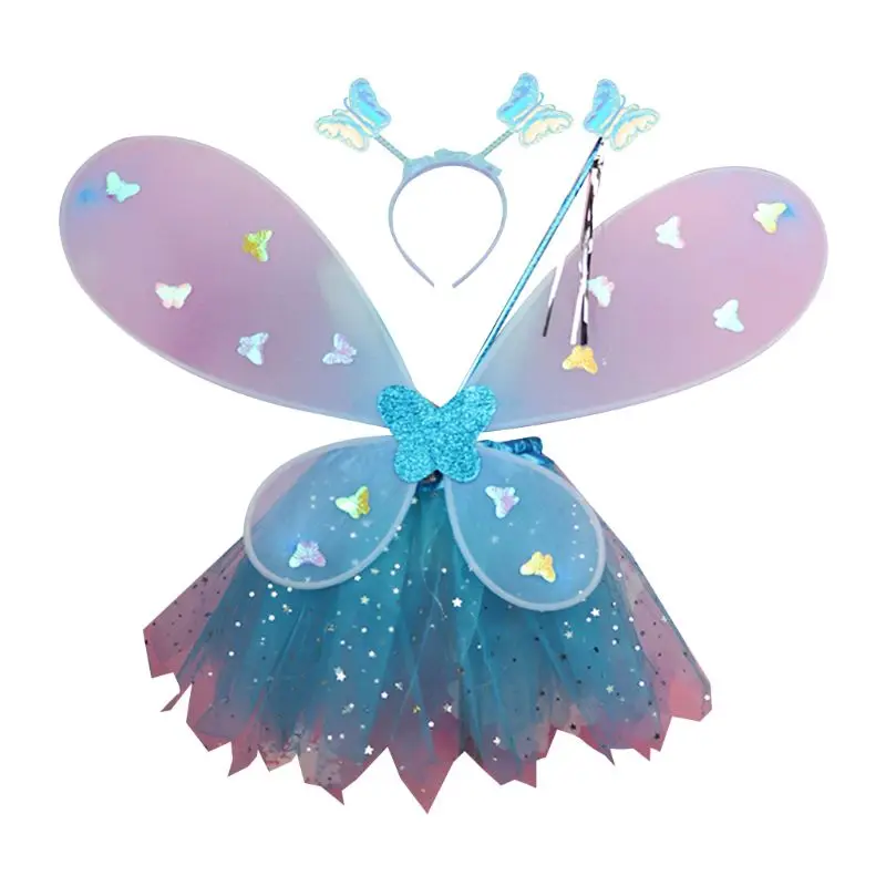 Disfraz hada princesa 634C para niña, vestido con tutú para varita mariposa, diadema para niños, juego rol