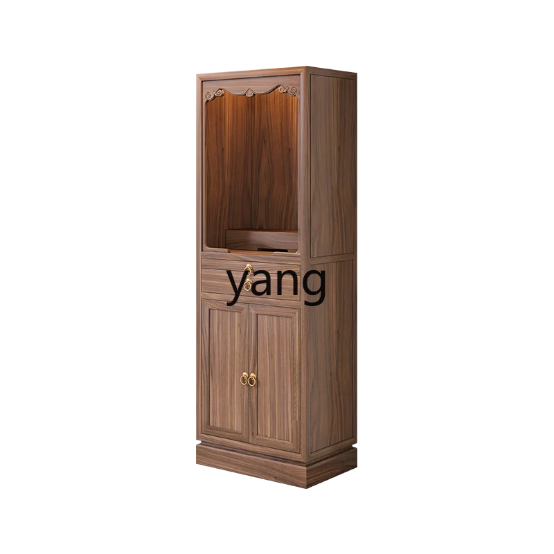 

ZL New Chinese Vertical Cabinet Simple Solid Wood Shrine God of Wealth Guanyin Guan Gong Devotion Cabinet Shentai