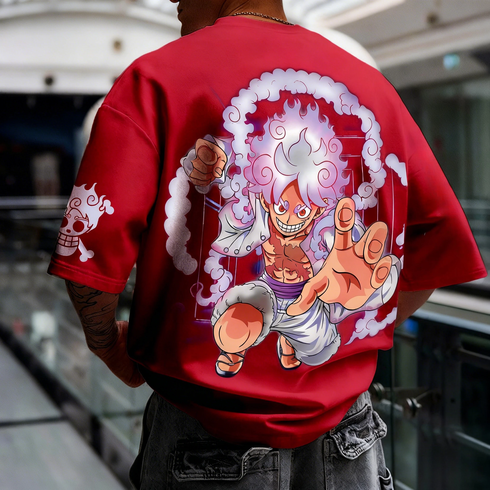 Bandai One Piece Luffy e Zoro Impresso de manga curta 2026 Verão masculino e feminino solto, respirável e esportivo moda camiseta